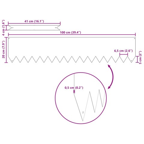 KRAWĘDZIE TRAWNIKA 50 SZT. CZARNY 100X0,5X20CM STAL