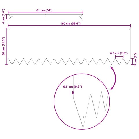 KRAWĘŻNIKI TRAWNIKOWE 30 SZT. OLIWKOWY 100X0,5X30CM STAL