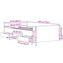 RAMA ŁÓŻKA BEZ MATERACA CZARNY DĄB 90X200CM Z DREWNA INŻYNIERYJNEGO
