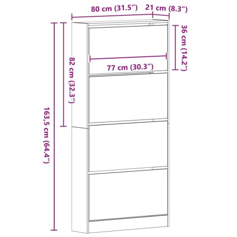 SZAFKA NA BUTY CZARNY DĄB 80X21X163,5CM