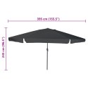PARASOL OGRODOWY Ø395X245CM W KOLORZE ANTRACYTOWYM