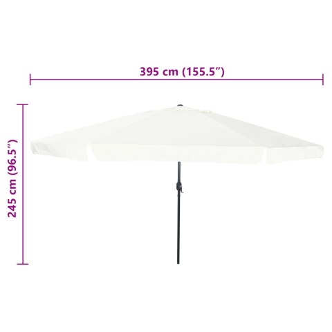 PARASOL OGRODOWY Ø395X245CM W KOLORZE BIAŁYM PIASKOWYM