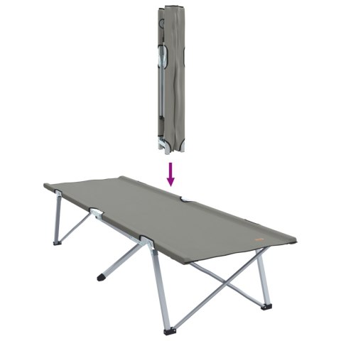 SKŁADANE ŁÓŻKO KEMPINGOWE SZARE ALUMINIUM DUŻE SKŁADANE