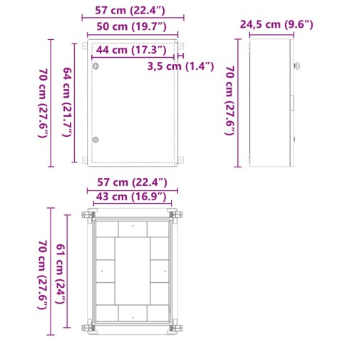 VidaXL Skrzynka Sterownicza IP65 Wodoodporna Szara 50x24,5x70 cm plastik ABS