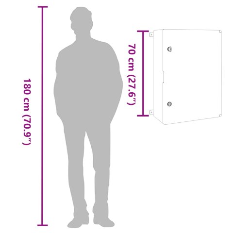 VidaXL Skrzynka Sterownicza IP65 Wodoodporna Szara 50x24,5x70 cm plastik ABS