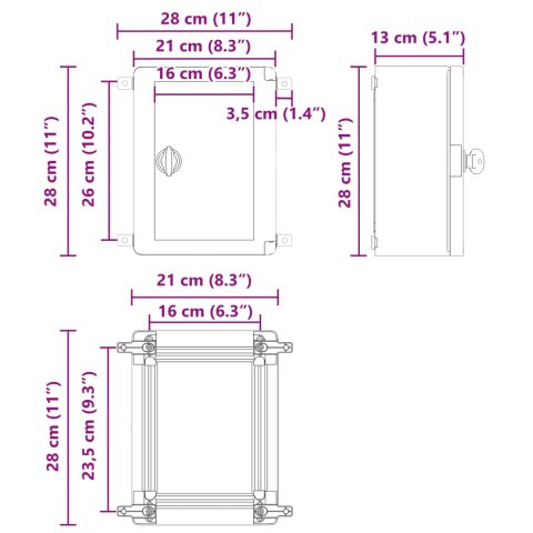 SKRZYNKA KONTROLNA IP65 WODOODPORNA SZARA 21X13X28CM Z PLASTIKU ABS