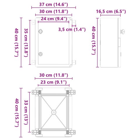 SZAFA STEROWNICZA IP65 WODOODPORNA SZARA 30X16,5X40CM Z TWORZYWA ABS