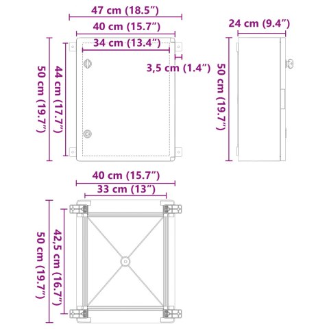 SZAFKA KONTROLNA IP65 WODOODPORNA SZARA 40X24X50CM Z TWORZYWA ABS