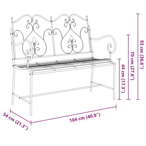 ŁAWKA BIAŁA METALOWA 104X 54X 93CM TRWAŁA ŁAWKA OGRODOWA