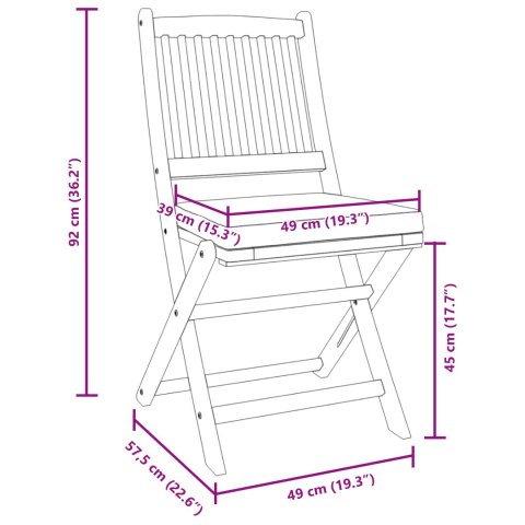 KRZESŁA OGRODOWE Z SZARYM PODUSZKĄ 6 SZTUK Z LITEGO DREWNA AKACJOWEGO