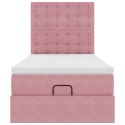 VidaXL Rama łóżka otomana z materacami, różowa, 100x200 cm, aksamit