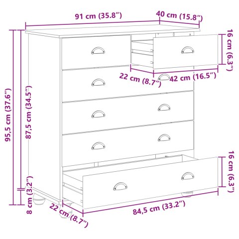 KOMODA "ASKIM" BIAŁA 91X40X95,5CM LITE DREWNO SOSNOWE