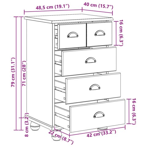 KOMODA 'ASKIM'BIAŁA 45,8X40X79CM DREWNO LITE SOSNOWE