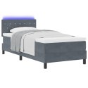 ŁÓŻKO BOXSPRING Z MATERACEM I LED SZARY CIEMNY 90X190CM AKSAMIT