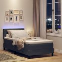 ŁÓŻKO BOXSPRING Z MATERACEM I LED SZARY CIEMNY 90X190CM AKSAMIT