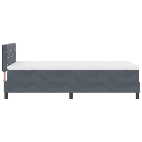ŁÓŻKO BOXSPRING Z MATERACEM I LED SZARY CIEMNY 90X190CM AKSAMIT