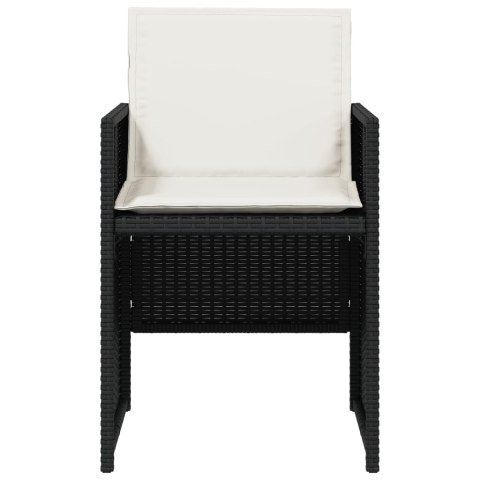 KRZESŁA OGRODOWE Z PODUSZKAMI 4 SZT. CZARNE POLIRATTAN