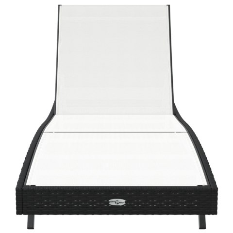 WYGODNY LEŻAK OGRODOWY CZARNY Z POLIRATTANU I TEKSTYLENU