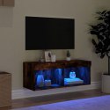 SZAFKA TV Z OŚWIETLENIEM LED PRZYDYMIONY DĄB 80X30X30CM
