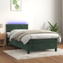 ŁÓŻKO KONTYNENTALNE Z MATERACEM I LED ZIELONY AKSAMIT 90X200CM