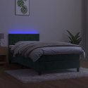 ŁÓŻKO KONTYNENTALNE Z MATERACEM I LED ZIELONY AKSAMIT 90X200CM
