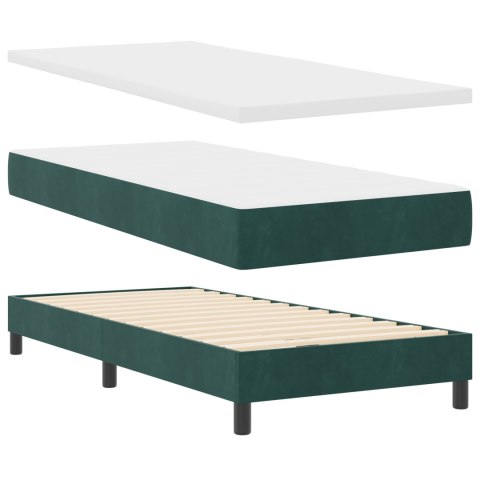 BOX SPRING ŁÓŻKO Z MATERACEM CIEMNOZIELONE 90X200CM AKSAMIT