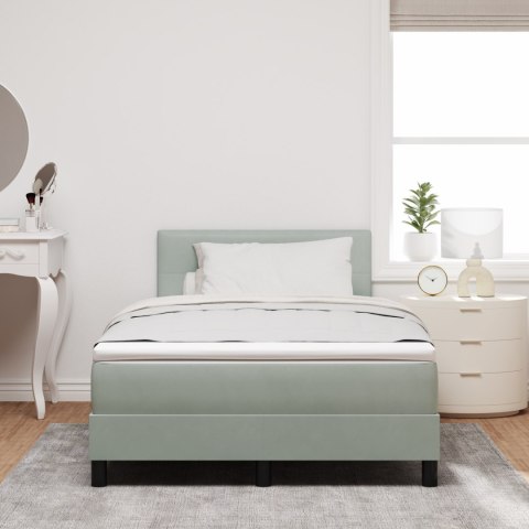 ŁÓŻKO Z RAMĄ SPRĘŻYNOWĄ Z MATERACEM I LED JASNOSZARY 120X190CM AKSAMIT