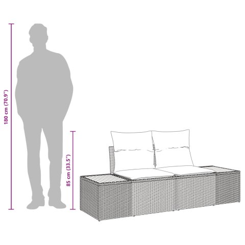 SOFA OGRODOWA 2-OSOBOWA Z PODUSZKAMI CZARNA POLIRATTAN