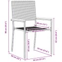 SKŁADANE KRZESŁA OGRODOWE Z PODUSZKAMI 2 SZT SZARE Z POLIRATTANU