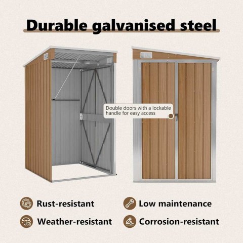 SZOPA OGRODOWA MOCOWANA DO ŚCIANY BRĄZOWA 118X100X178CM