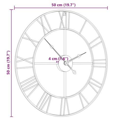 ZEGAR ŚCIENNY CZARNY Ø50CM ŻELAZO