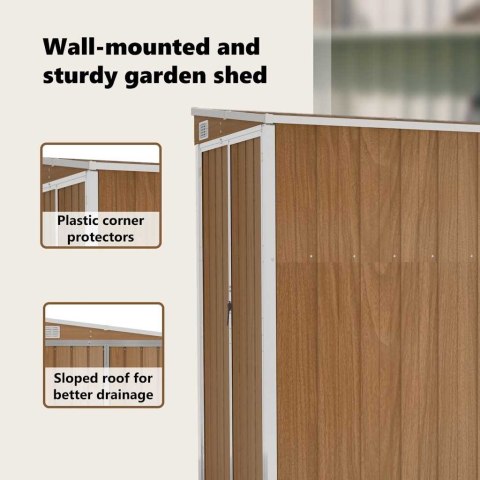 SZOPA OGRODOWA MOCOWANA DO ŚCIANY BRĄZOWA 118X194X178CM