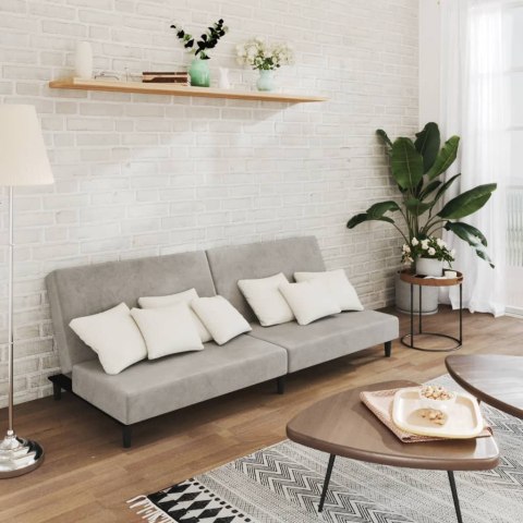 2-OSOBOWA KANAPA JASNOSZARA TAPICEROWANA AKSAMITEM