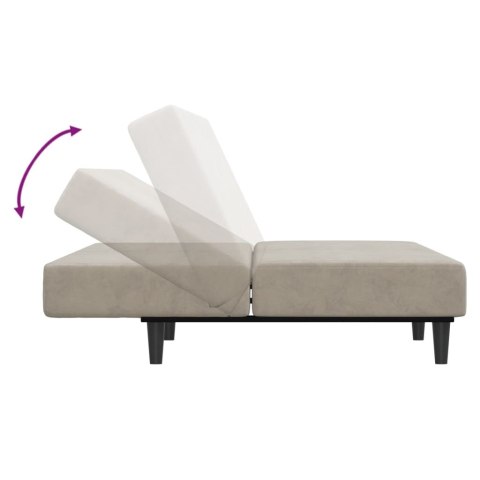 2-OSOBOWA KANAPA JASNOSZARA TAPICEROWANA AKSAMITEM