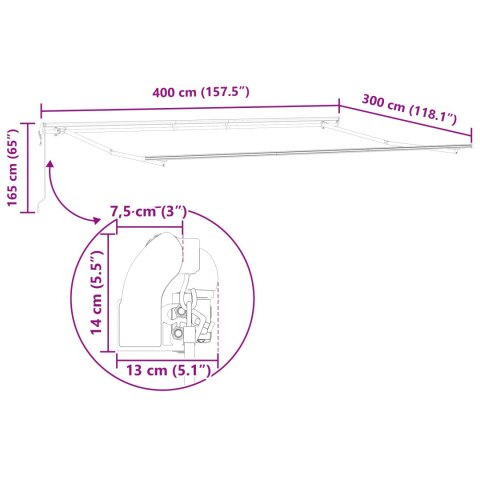 MARKIZA AUTOMATYCZNA CHOWANA BIAŁA 400X300CM TKANINA WYMIENNA DO MARKIZY NA RAMĘ 4X3M BIAŁA