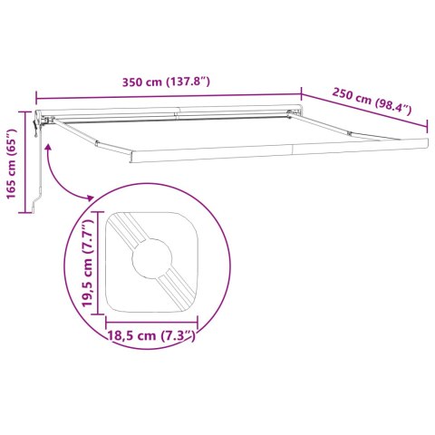 MARKIZA AUTOMATYCZNA CHOWANA OGRODOWA JASNOSZARA 350X250CM CHRONI PRZED SŁOŃCEM