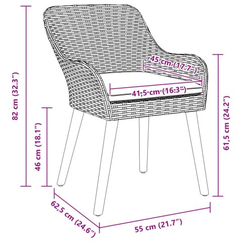 5-CZĘŚCIOWY ZESTAW JADALNIANY DO OGRODU SZARY Z POLIRATTANEM
