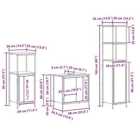 ZESTAW MEBLI ŁAZIENKOWYCH W SZARYM SONOMIE