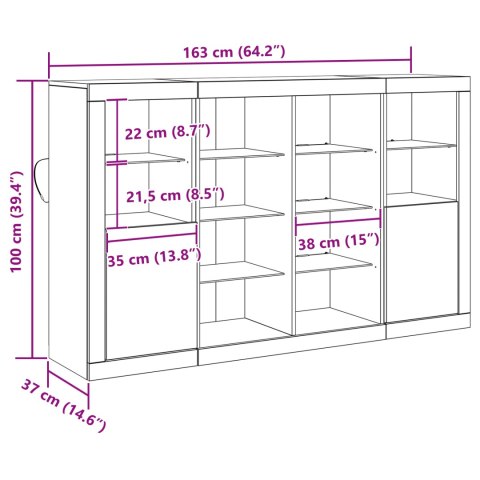 BUFET Z LAMPKAMI LED STARE DREWNO 163X37X100CM