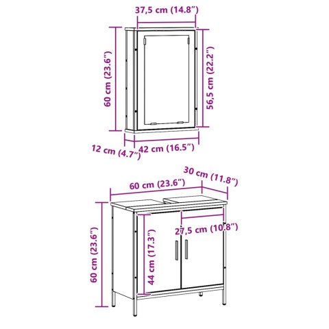 2 CZĘŚCIOWY ZESTAW MEBLI ŁAZIENKOWYCH STARE DREWNO