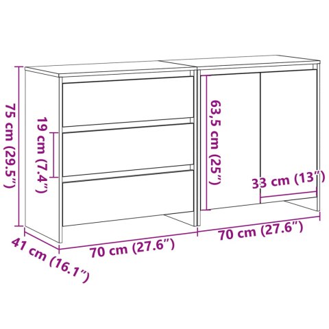 2-CZĘŚCIOWE KOMODY W CZARNYM DĘBIE