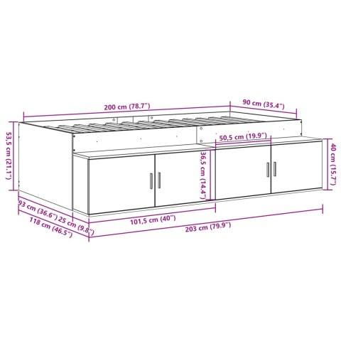 BIAŁY STELAŻ NA ŁÓŻKO 90X200CM