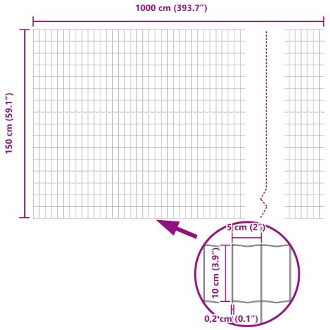 EURO FENCE Z 10 SŁUPKAMI SZARY 1,5X10M STAL
