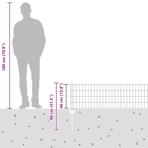 EURO PŁOT Z 5 SŁUPKAMI SREBRNYM 0,4X10M STAL