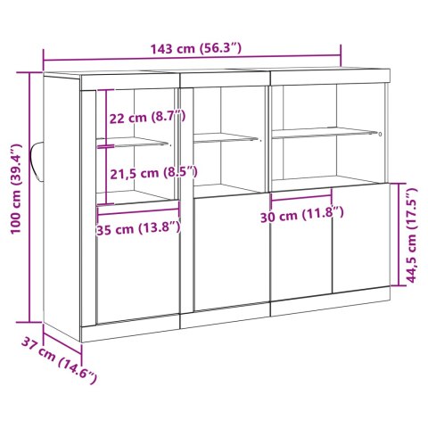 KOMODA Z OŚWIETLENIEM LED STARE DREWNO 142,5X37X100CM