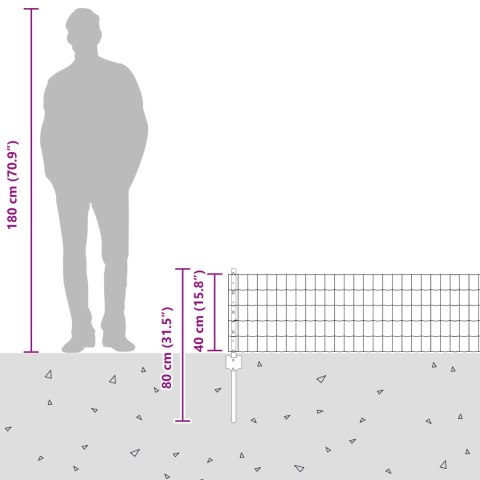 VidaXL Płot z 5 słupkami szary 0,4x10 m stalowy