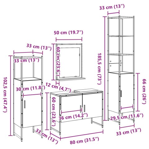 ZESTAW MEBLI ŁAZIENKOWYCH 4-CZĘŚCIOWY STARE DREWNO