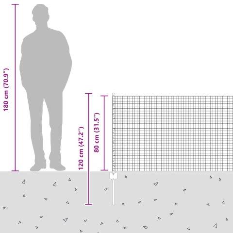 ZIELONA SPAWANA SIATKA Z 5 SŁUPKAMI 0.8X10M ZE STALI