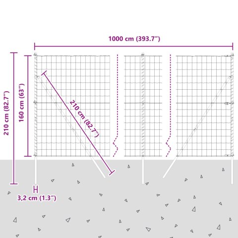 EURO FENCE Z 7 SŁUPKAMI 1.6X10M ZE STALI OCYNKOWANEJ ZIELONY
