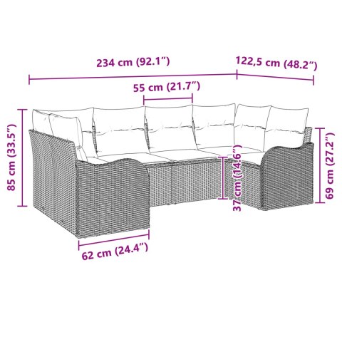 6-CZĘŚCIOWY ZESTAW SOF OGRODOWYCH Z PODUSZKAMI BRĄZOWY Z POLIRATTANU 2-OSOBOWA SOFA OGRODOWA Z PRZECHOWALNIĄ I PODUSZKAMI BRĄZO